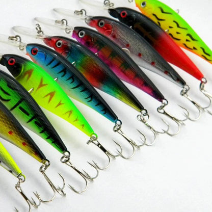 10 PCS Fake Fish Lure Set Wobbler Baits with Built-in Bell Hard Fishing Supplies for Bass Trout Salmon Artificial Bionic Lures