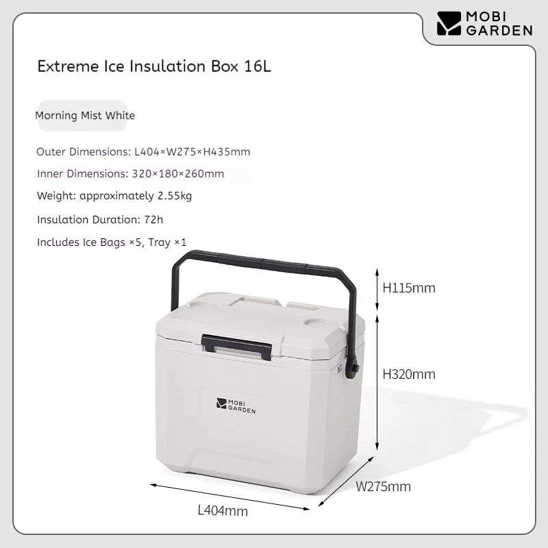 MOBI GARDEN 22L/16L/5L Insulation Ice Box Portable Camping Outdoor Picnic Fresh Food Grade Car Refrigerator Freezer Cooler Box