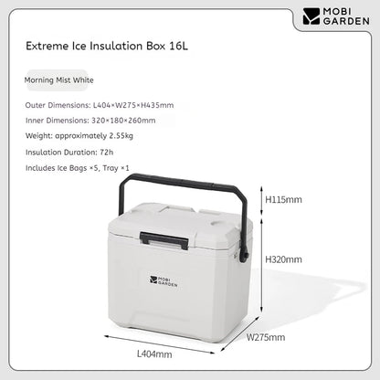 MOBI GARDEN 22L/16L/5L Insulation Ice Box Portable Camping Outdoor Picnic Fresh Food Grade Car Refrigerator Freezer Cooler Box