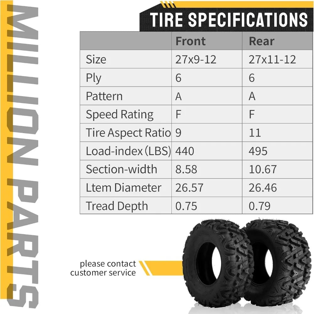 ATV UTV Tires 27x9-12  & 27x11-12