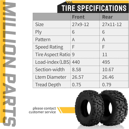 ATV UTV Tires 27x9-12  & 27x11-12