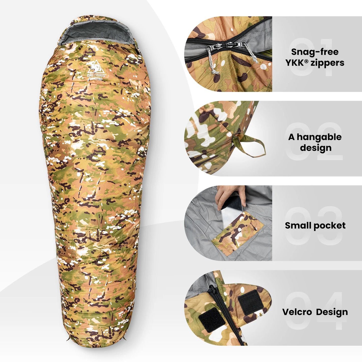 Camo Mummy Sleeping Bag 0~15C