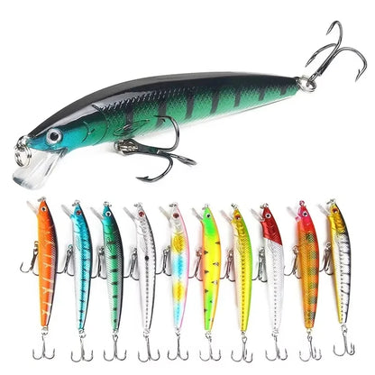 10pcs 9g/10cm Fishing Lures Minnow Floating Hard Bait Trolling Artificial Bait Wobbler Crankbait Carp Perch Pesca Fishing Tackle