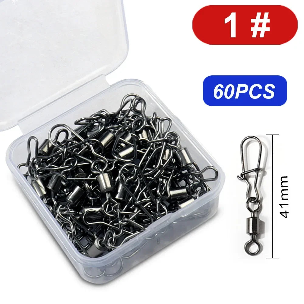 100pcs/box Swivel Snap Pin Rolling Ring Fishing Tackle Box Buckle Hook Kit Wire Connector Rotate Bearing Pesca 35 -100pcs Gear