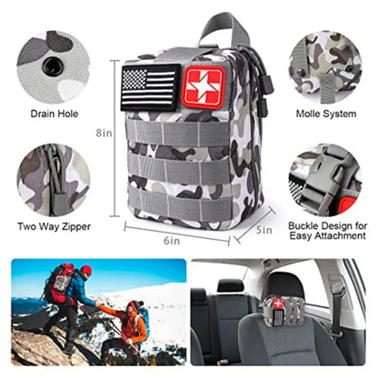 Survival Kit, 251 Pcs Survival Gear First Aid Kit with Molle System Compatible Bag and Emergency Tent, Emergency Kit for Earthq