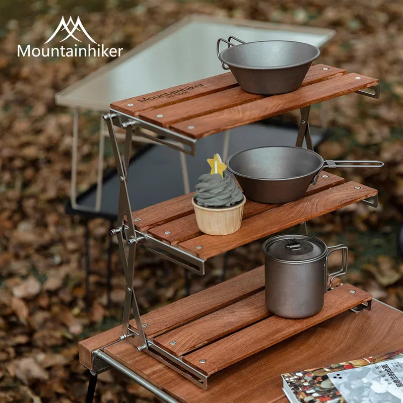 MOUNTAINHIKER Upgrade Outdoor Camping Rack Portable Three-tier Rack Easy To Carry Foldable Picnic Camping Barbecue Folding Table