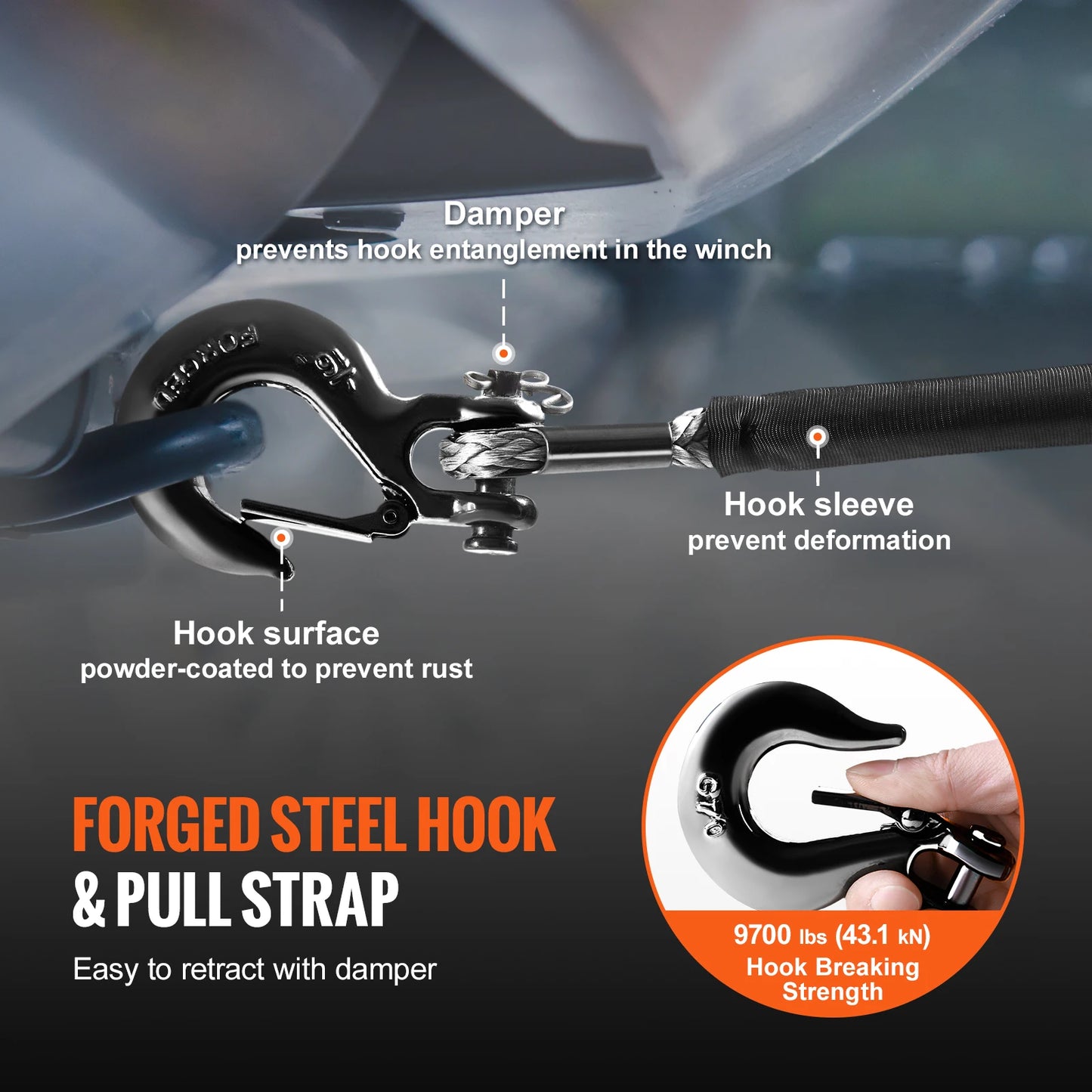 Synthetic Winch Rope 50ft