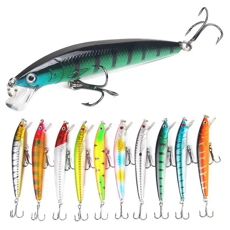 10pcs 9g/10cm Fishing Lures Minnow Floating Hard Bait Trolling Artificial Bait Wobbler Crankbait Carp Perch Pesca Fishing Tackle