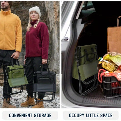 Portable Folding Camping Chair, Lightweight Backrest Stool for Outdoor Hunting Fishing, Load-Bearing