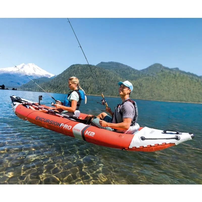 Intex 68309EP Excursion Pro K2 Inflatable Kayak Set:Includes Deluxe 86" Kayak Paddles & High-Output Pump,SuperTough PVC,2-Person