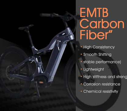 M620 29in 48v Mtb Bike Full Suspension Ebike Mid Drive Motor Carbon Fiber T700 Frame E Mountain Bike Lithium Battery 9-speed