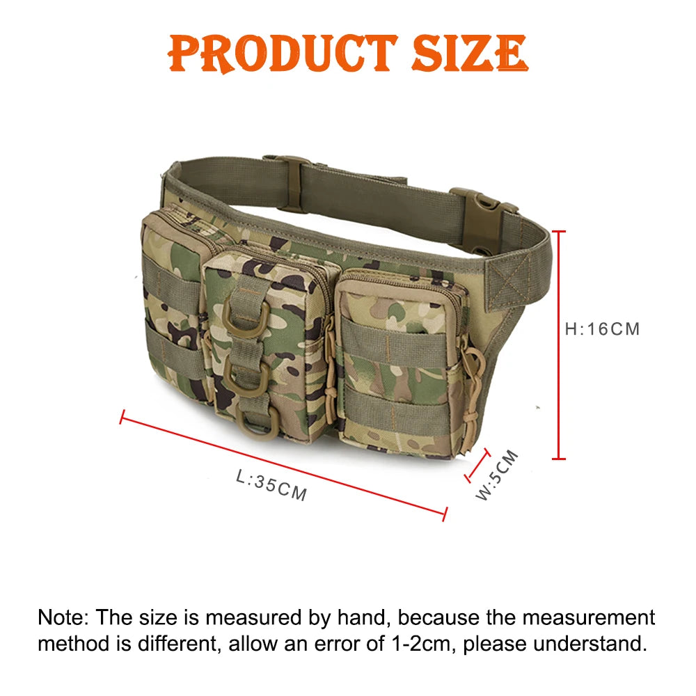Tactical Utility Waist Belt Bag Outdoor Military Hiking Camping Crossbody Hunting Climbing Men's Fanny Bag Waterproof Pack