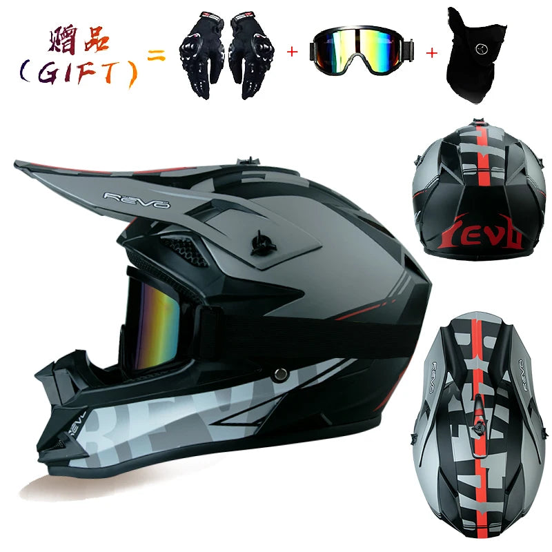 VGV Motocross Motorcycle Helmet Off-Road Helmet DOT certified Three Piece Giveaway Men Women Adult child Available all seasons