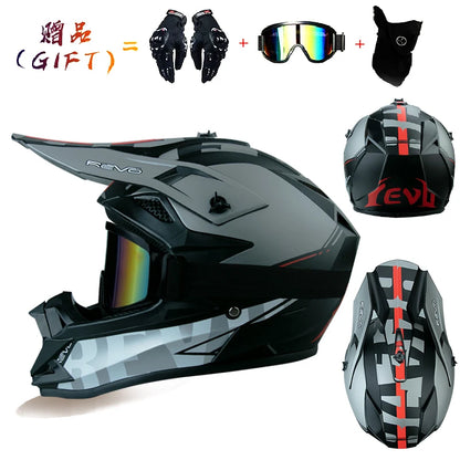 VGV Motocross Motorcycle Helmet Off-Road Helmet DOT certified Three Piece Giveaway Men Women Adult child Available all seasons