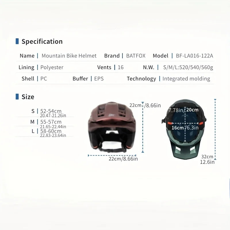 BATFOX Mountain bike helmet men's 3/4 bicycle helmet mtb casco outdoors sports cycling enduro helmet for bicycle casco ciclismo