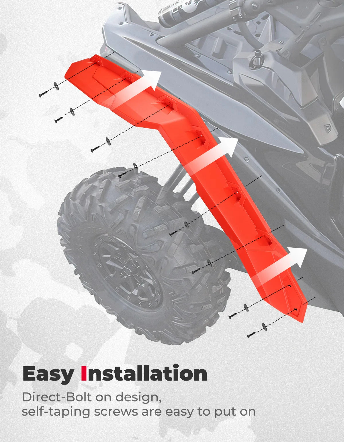 UTV Red Super Extended Fender Flares For Can Am Maverick X3