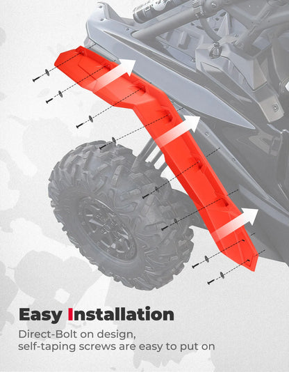 UTV Red Super Extended Fender Flares For Can Am Maverick X3