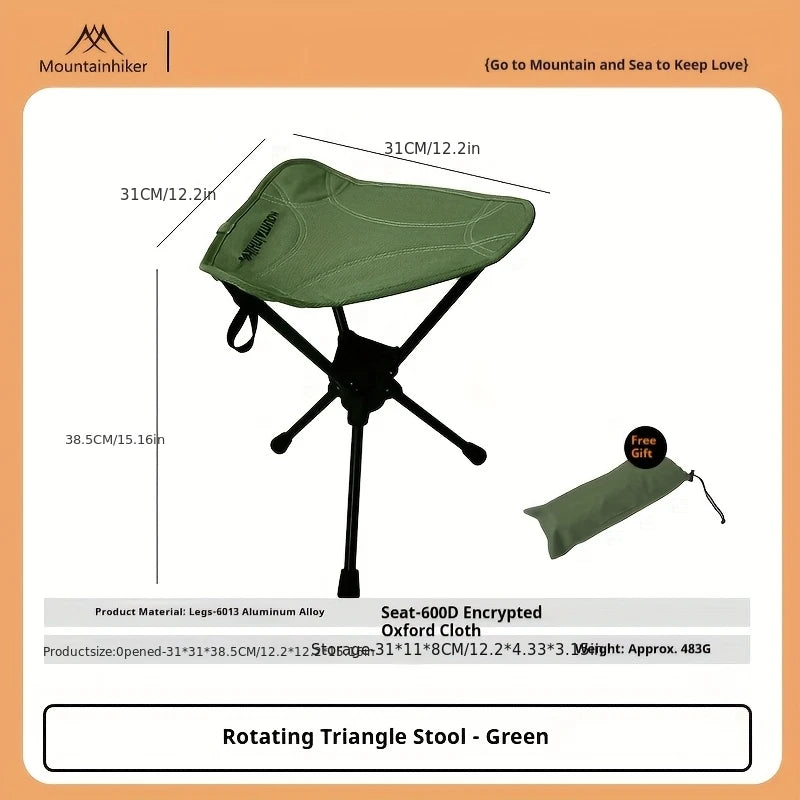 Mountainhiker Ultralight Portable Folding Stool, Compact Outdoor Camping Chair, 360° Rotation, Picnic, Fishing, Camping Stool