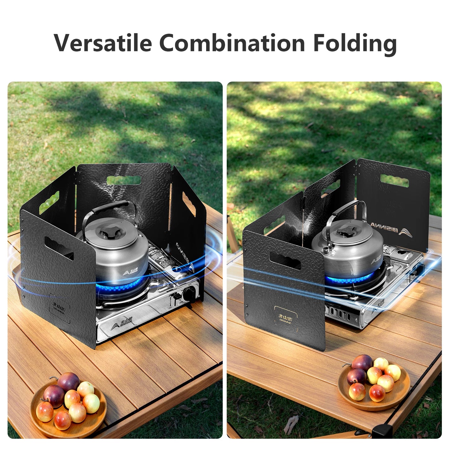 BISINNA 4 Plates Gas Stove Windshield Ultralight Folding Wind Guard for Outdoor Portable Camping Cooking Tools