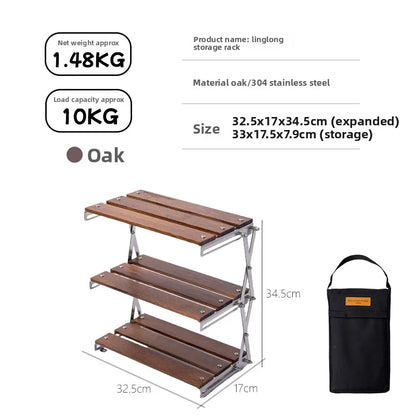 MOUNTAINHIKER Upgrade Outdoor Camping Rack Portable Three-tier Rack Easy To Carry Foldable Picnic Camping Barbecue Folding Table
