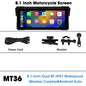 Jansite 8.1 Inch 4K Motorcycle CarPlay Screen 4K Dash Cam Wireless Android Auto Bluetooth GPS Navigation IPX7 Waterproof Display