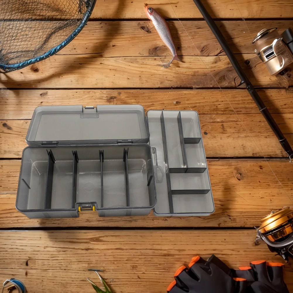 Double Layer Fishing Box with Adjustable Dividers Bait Lure Hook Accessories Box