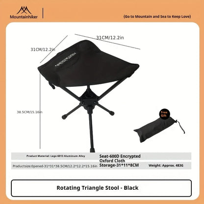 Mountainhiker Ultralight Portable Folding Stool, Compact Outdoor Camping Chair, 360° Rotation, Picnic, Fishing, Camping Stool