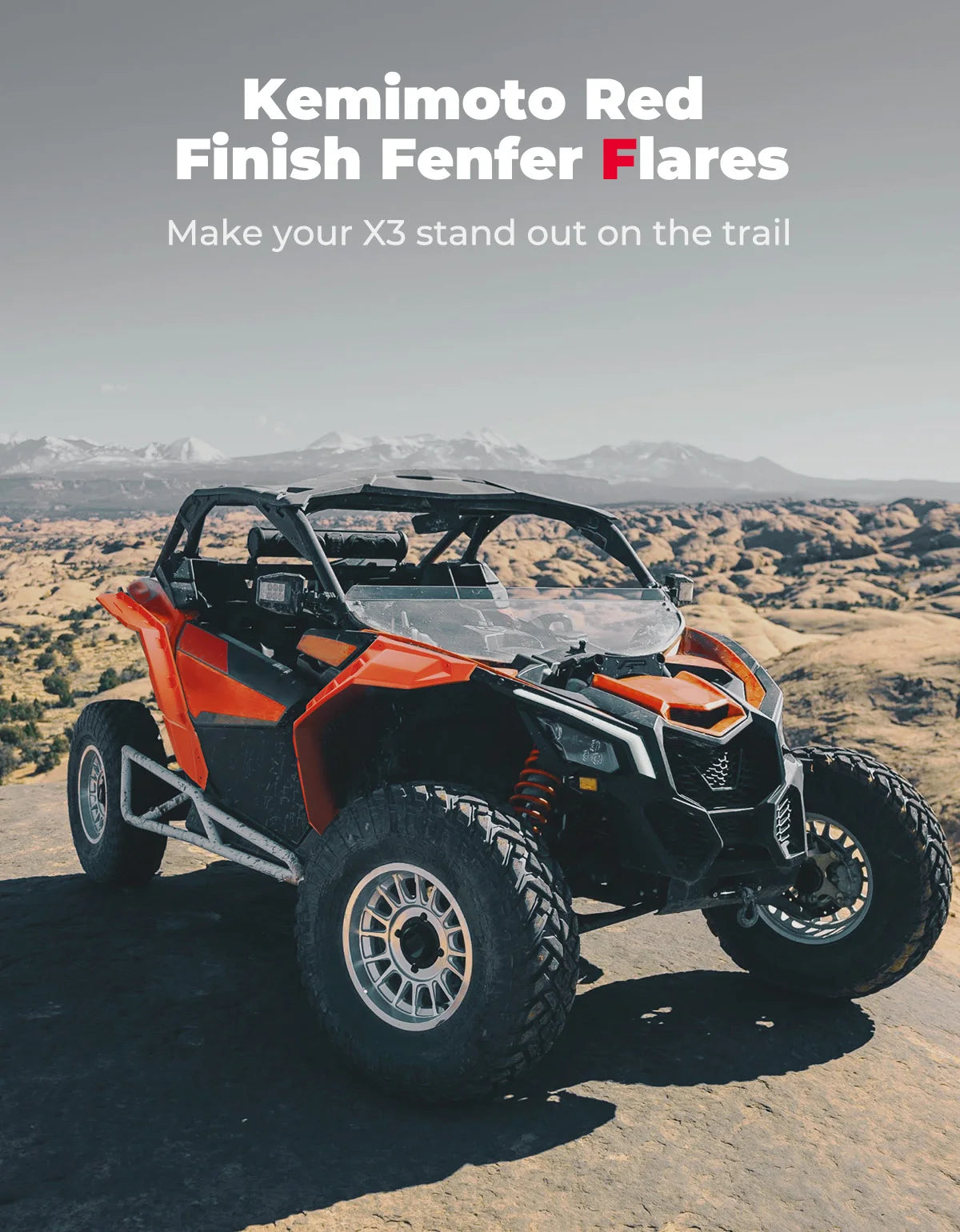 UTV Red Super Extended Fender Flares For Can Am Maverick X3