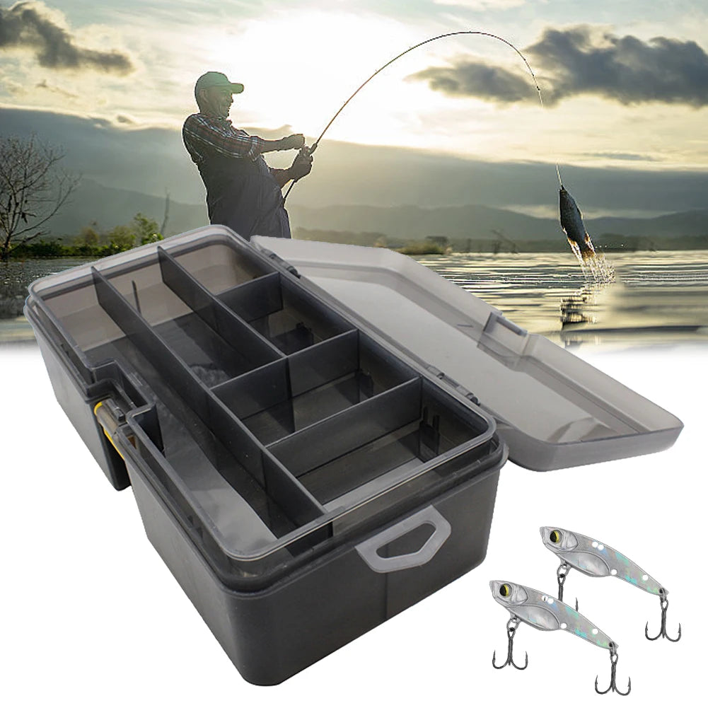 Double Layer Fishing Box with Adjustable Dividers Bait Lure Hook Accessories Box