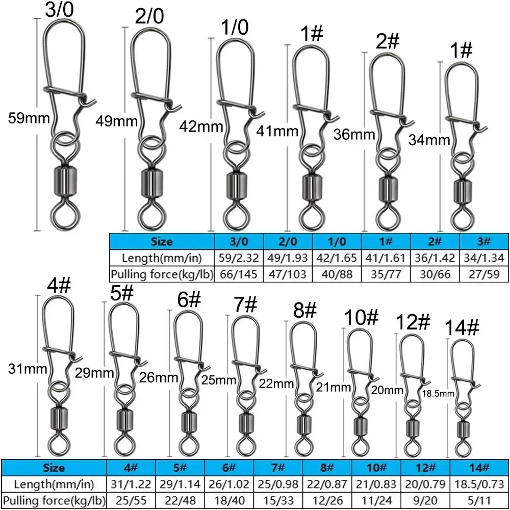 100pcs/box Swivel Snap Pin Rolling Ring Fishing Tackle Box Buckle Hook Kit Wire Connector Rotate Bearing Pesca 35 -100pcs Gear