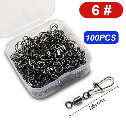 100pcs/box Swivel Snap Pin Rolling Ring Fishing Tackle Box Buckle Hook Kit Wire Connector Rotate Bearing Pesca 35 -100pcs Gear
