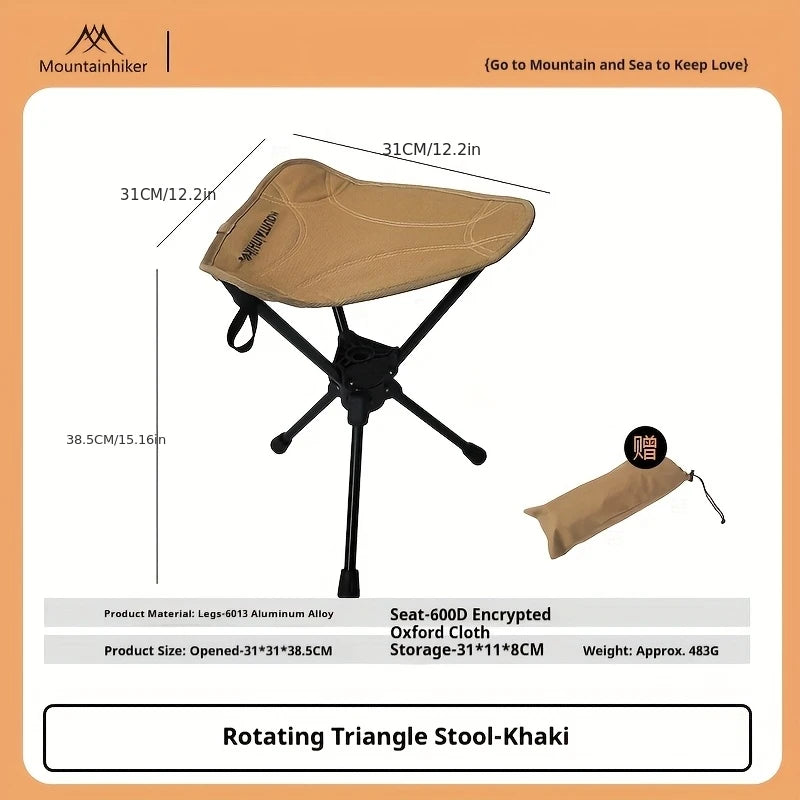 Mountainhiker Ultralight Portable Folding Stool, Compact Outdoor Camping Chair, 360° Rotation, Picnic, Fishing, Camping Stool