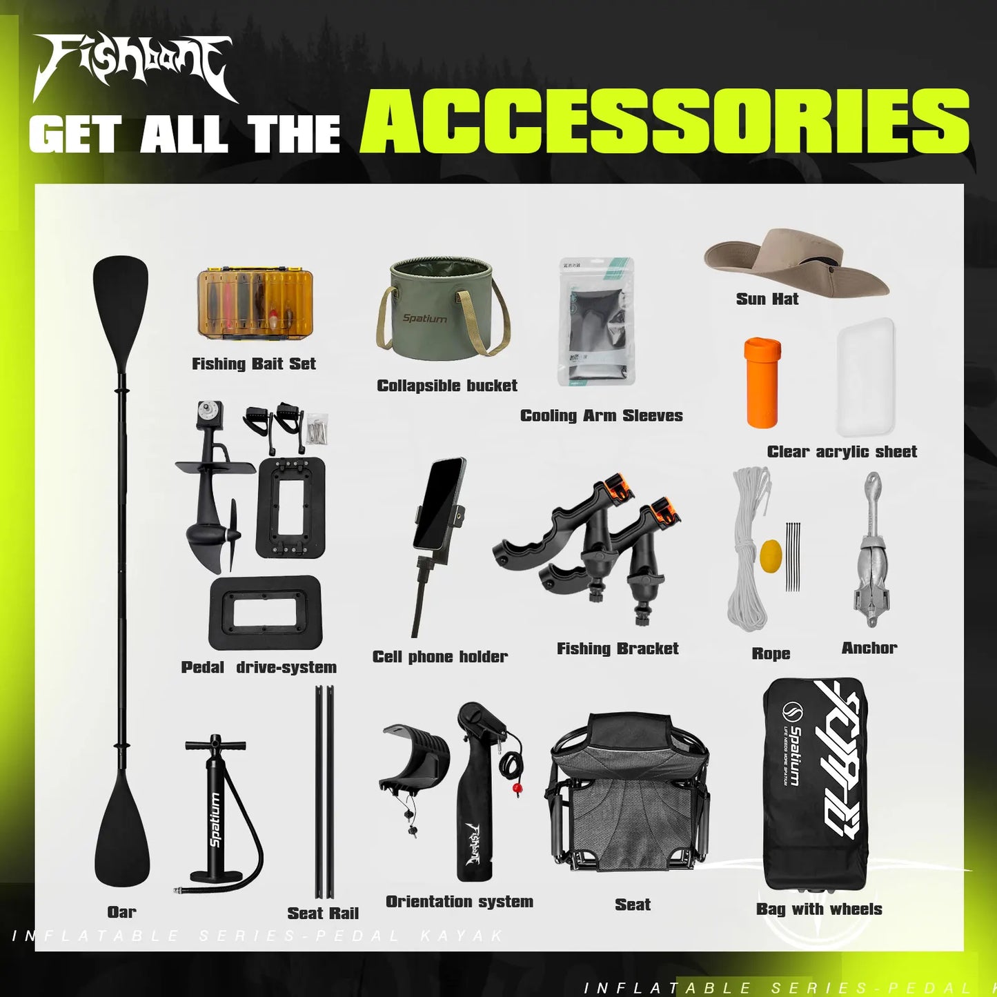 Spatium Fishing Kayak Boat Pedal Drive Sit on Top Pedal Drive Kayak Power System Orientation System, 11'*48"*6",Capacity 660LBS