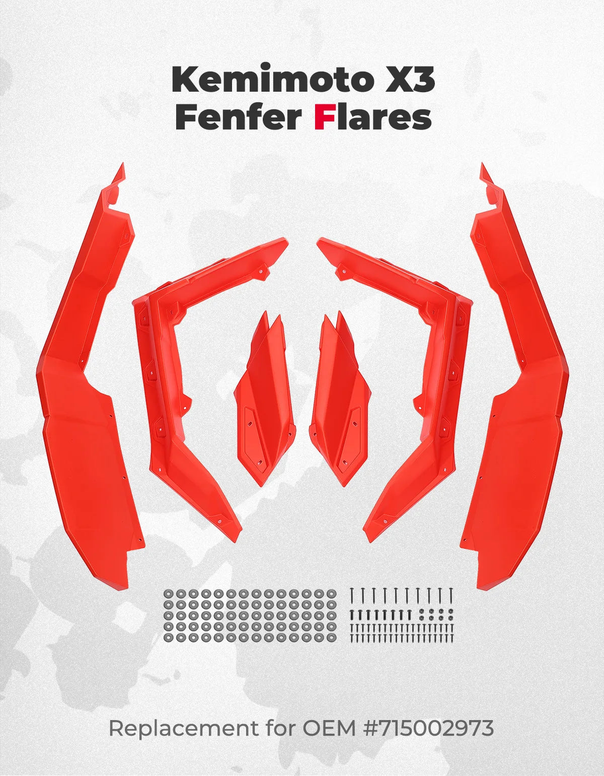 UTV Red Super Extended Fender Flares For Can Am Maverick X3