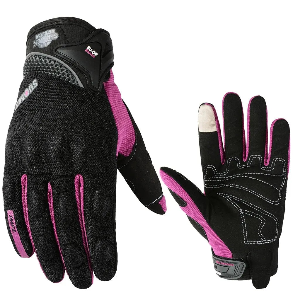 SUOMY Breathable Full Finger Racing Motorcycle Gloves Quality Stylishly Decorated Antiskid Wearable Gloves Size S-XXL Black