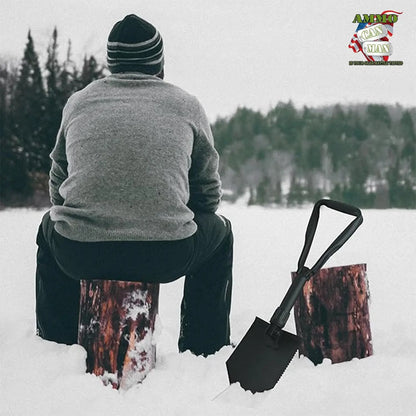 Military-grade folding entrenching tool 2-piece set, portable multi-functional survival shovel for camping