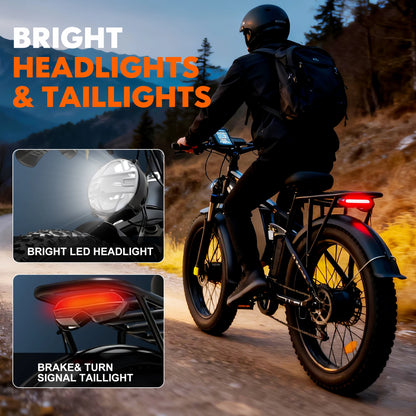 Da03 Electric Bike for Adults, 6000W Dual Motor, 60V25AH Battery, 45MPH, 26 x 4" Off-Road Mountain E-Bike Dual Shock Absorbers