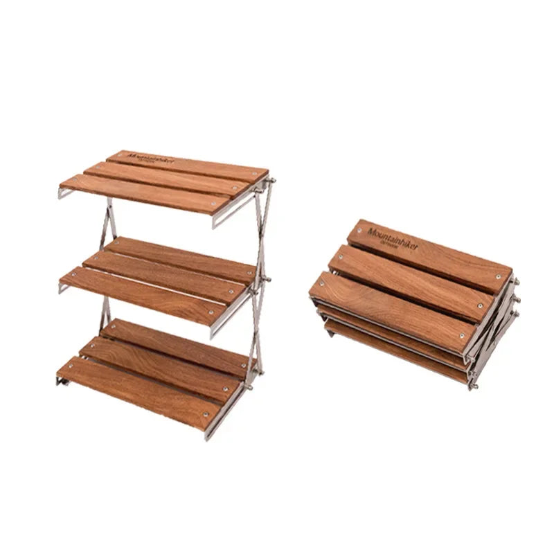 MOUNTAINHIKER Upgrade Outdoor Camping Rack Portable Three-tier Rack Easy To Carry Foldable Picnic Camping Barbecue Folding Table