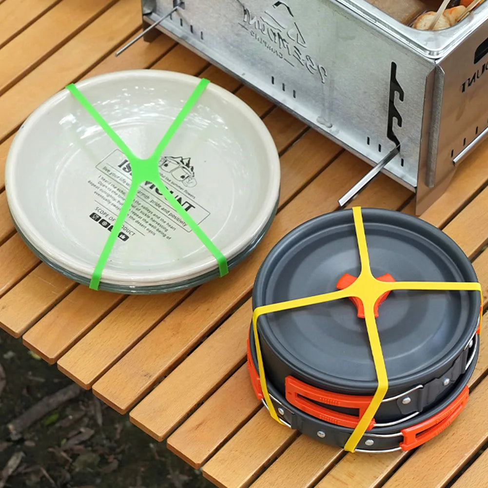 Outdoor Camping H Shape Silicone Straps Tableware Tying Bands 123/195MM High Elasticity Bands Lunch Box Dish Gift Packaging Ties