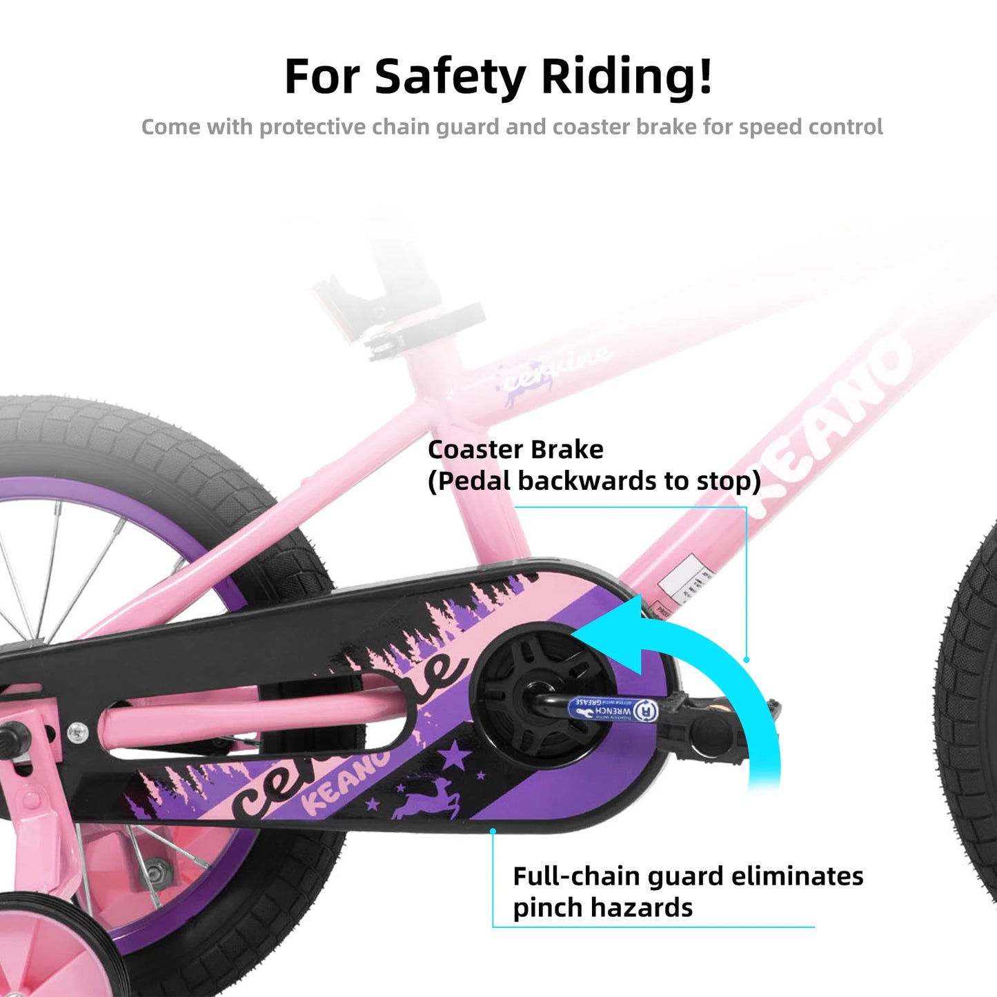 KEANO 14 16 20 Inch Kids Bike for Girls Ages 3-10 Years, Girls' Bikes with Training Wheels, Chain guard, Basket, Children's Bike