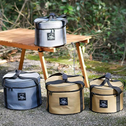 Professional Oxford Cloth Picnic Bag Cylindrical Waterproof Dinnerware Organizer 9/14L Pot Storage Bucket BBQ