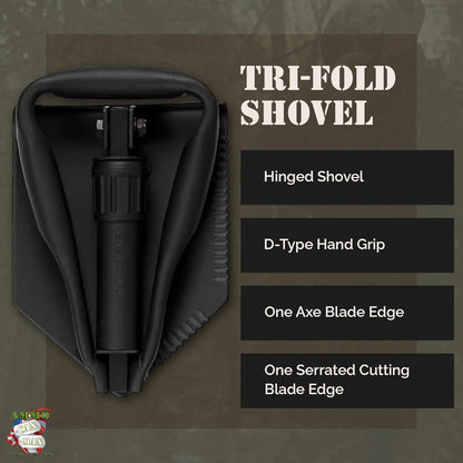 Military-grade folding entrenching tool 2-piece set, portable multi-functional survival shovel for camping