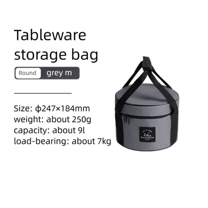 Professional Oxford Cloth Picnic Bag Cylindrical Waterproof Dinnerware Organizer 9/14L Pot Storage Bucket BBQ