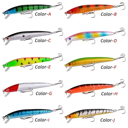 10pcs 9g/10cm Fishing Lures Minnow Floating Hard Bait Trolling Artificial Bait Wobbler Crankbait Carp Perch Pesca Fishing Tackle