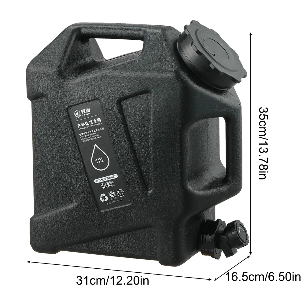 10/12L Outdoor Water Bucket Large-Capacity Portable Camping Water Bag Container with Faucet Driving Water Tank for Picnic Hiking
