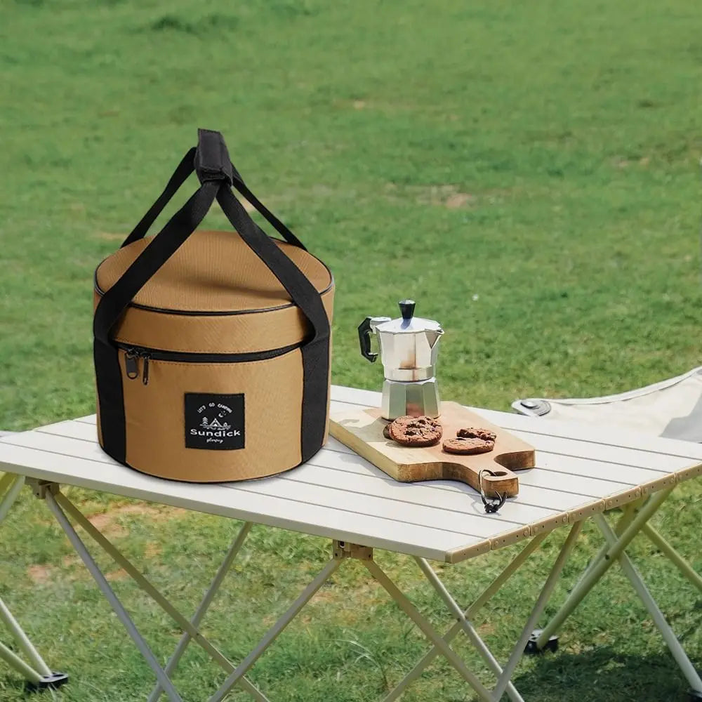 Professional Oxford Cloth Picnic Bag Cylindrical Waterproof Dinnerware Organizer 9/14L Pot Storage Bucket BBQ