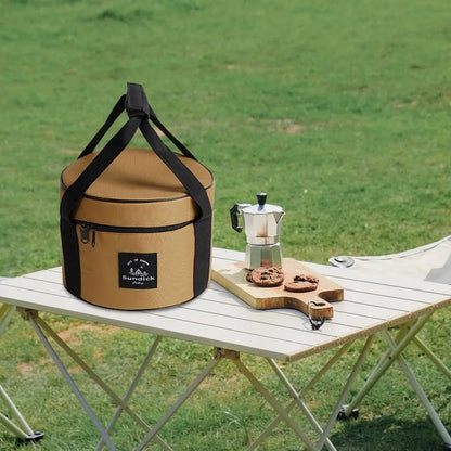 Professional Oxford Cloth Picnic Bag Cylindrical Waterproof Dinnerware Organizer 9/14L Pot Storage Bucket BBQ