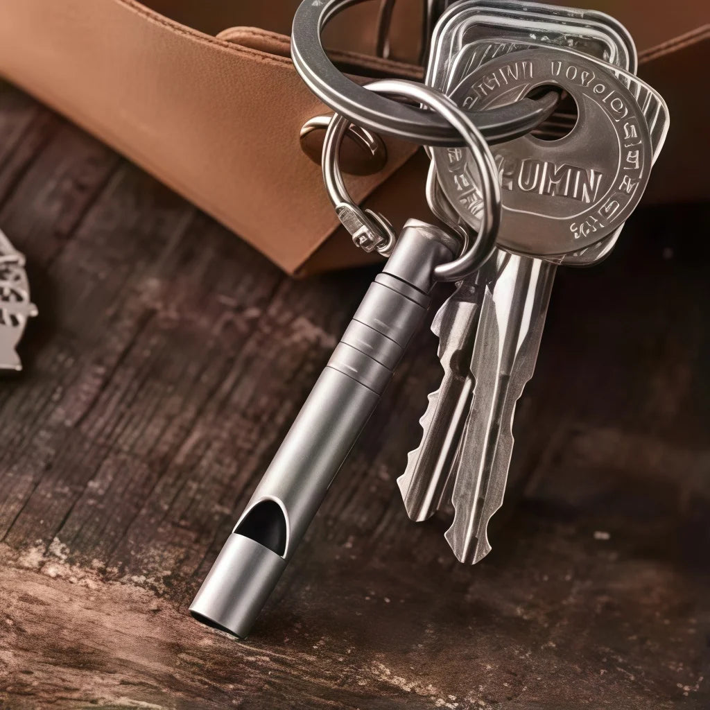 Titanium Emergency Survival Whistle with Lanyard - Ultralight Safety Whistle for Camping, Hiking & Outdoor Adventures