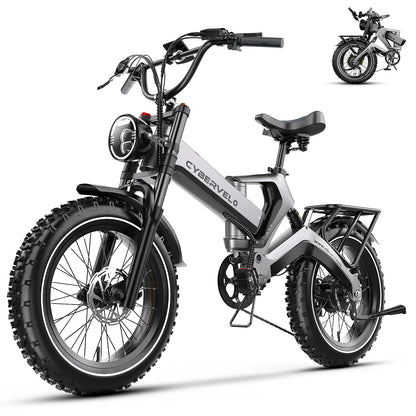 Cybervelo EK6 20” Fat Tire 2000W Peak Motor Luxury Foldable ebike,48V Removable Battery E Bicycle, 35+ MPH 100+Miles Long Range