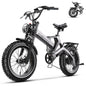 Cybervelo EK6 20” Fat Tire 2000W Peak Motor Luxury Foldable ebike,48V Removable Battery E Bicycle, 35+ MPH 100+Miles Long Range